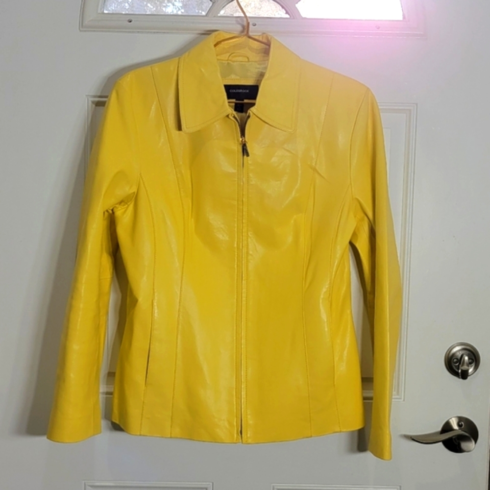 Colerbrook Yellow 100% Leather Jacket Size 10